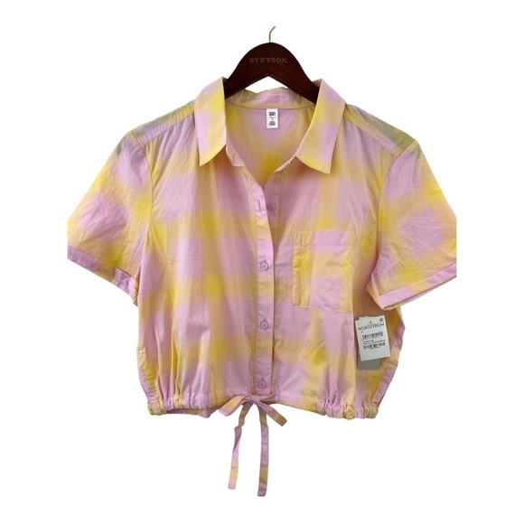 BP Pink Plaid Button Up Shirt SMALL NWT - Picture 1 of 6